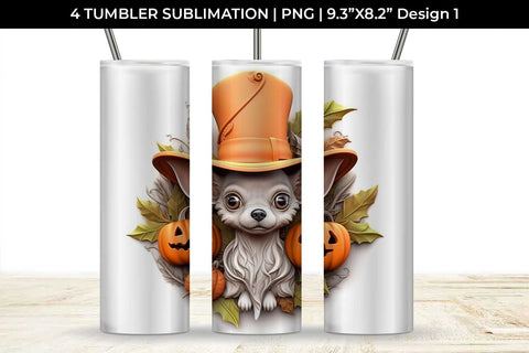 3D Halloween Chihuahua Dog Tumbler Wrap 20 oz Sublimation PNG Bundle Free For Commercial Use Sublimation Sintegra 