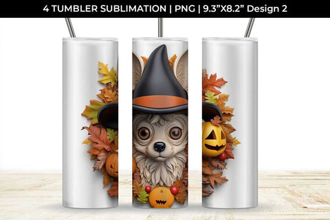 3D Halloween Chihuahua Dog Tumbler Wrap 20 oz Sublimation PNG Bundle Free For Commercial Use Sublimation Sintegra 