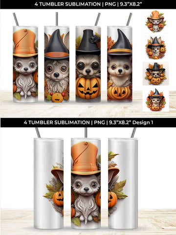 3D Halloween Chihuahua Dog Tumbler Wrap 20 oz Sublimation PNG Bundle Free For Commercial Use Sublimation Sintegra 
