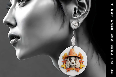 3D Halloween Cocker Spaniel Dog Earrings Sublimation PNG Bundle Free For Commercial Use Sublimation Sintegra 