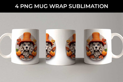 3D Halloween Cocker Spaniel Dog Mug Wrap Sublimation PNG Bundle Free For Commercial Use Sublimation Sintegra 