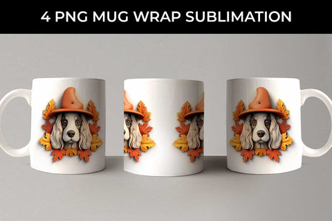 3D Halloween Cocker Spaniel Dog Mug Wrap Sublimation PNG Bundle Free For Commercial Use Sublimation Sintegra 