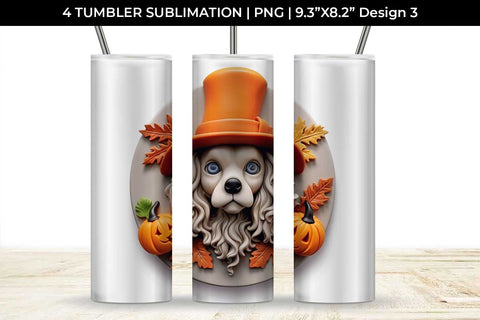 3D Halloween Cocker Spaniel Dog Tumbler Wrap 20 oz Sublimation PNG Bundle Free For Commercial Use Sublimation Sintegra 