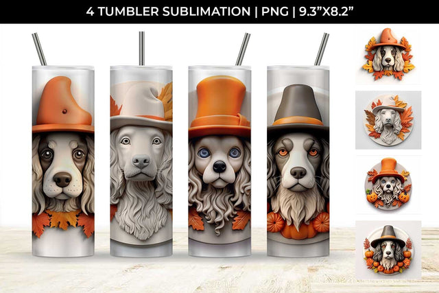 3D Halloween Cocker Spaniel Dog Tumbler Wrap 20 oz Sublimation PNG Bundle Free For Commercial Use Sublimation Sintegra 