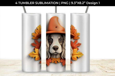 3D Halloween Cocker Spaniel Dog Tumbler Wrap 20 oz Sublimation PNG Bundle Free For Commercial Use Sublimation Sintegra 