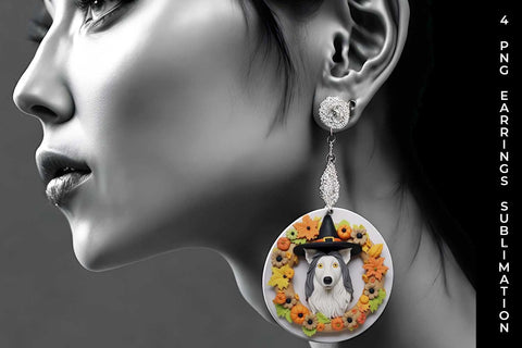 3D Halloween Collie Border Dog Earrings Sublimation PNG Bundle Free For Commercial Use Sublimation Sintegra 