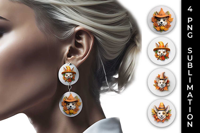 3D Halloween Corgi Dog Earrings Sublimation PNG Bundle Free For Commercial Use Sublimation Sintegra 