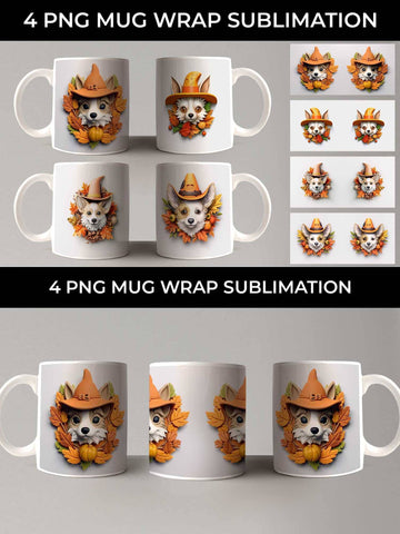 3D Halloween Corgi Dog Mug Wrap Sublimation PNG Bundle Free For Commercial Use Sublimation Sintegra 