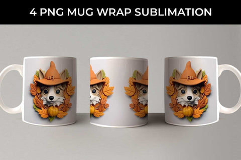 3D Halloween Corgi Dog Mug Wrap Sublimation PNG Bundle Free For Commercial Use Sublimation Sintegra 