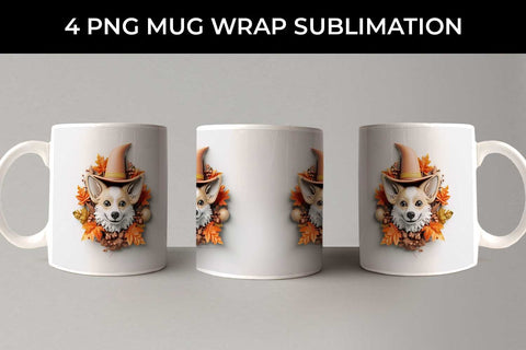 3D Halloween Corgi Dog Mug Wrap Sublimation PNG Bundle Free For Commercial Use Sublimation Sintegra 