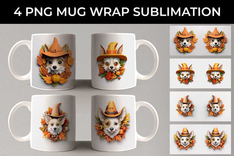 3D Halloween Corgi Dog Mug Wrap Sublimation PNG Bundle Free For Commercial Use Sublimation Sintegra 