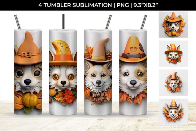 3D Halloween Corgi Dog Tumbler Wrap 20 oz Sublimation PNG Bundle Free For Commercial Use Sublimation Sintegra 