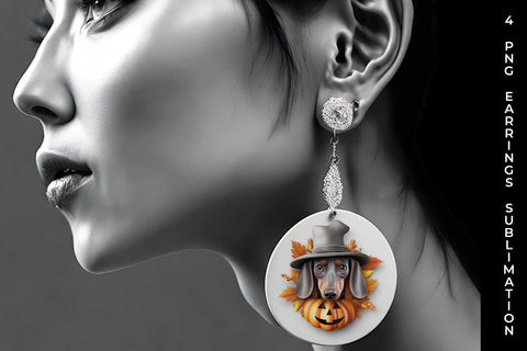 3D Halloween Dachshund Dog Earrings Sublimation PNG Bundle Free For Commercial Use Sublimation Sintegra 