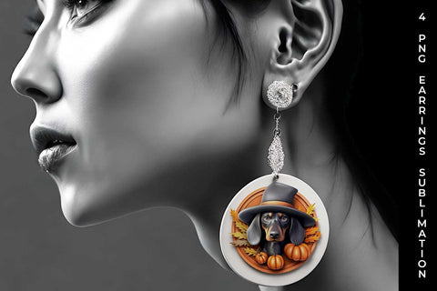3D Halloween Dachshund Dog Earrings Sublimation PNG Bundle Free For Commercial Use Sublimation Sintegra 