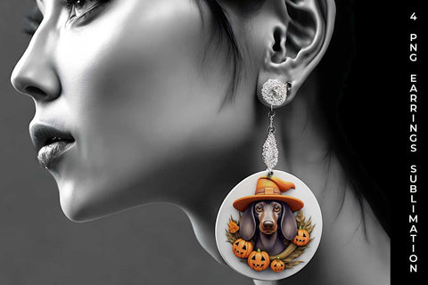 3D Halloween Dachshund Dog Earrings Sublimation PNG Bundle Free For Commercial Use Sublimation Sintegra 