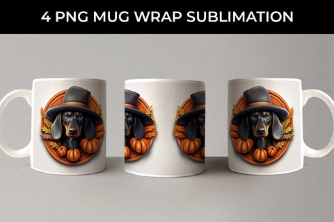 3D Halloween Dachshund Dog Mug Wrap Sublimation PNG Bundle Free For Commercial Use Sublimation Sintegra 