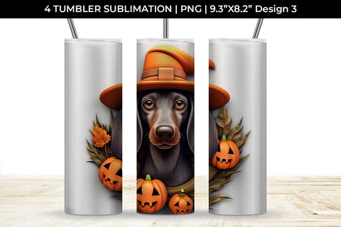 3D Halloween Dachshund Dog Tumbler Wrap 20 oz Sublimation PNG Bundle Free For Commercial Use Sublimation Sintegra 