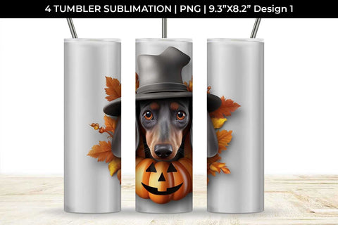3D Halloween Dachshund Dog Tumbler Wrap 20 oz Sublimation PNG Bundle Free For Commercial Use Sublimation Sintegra 