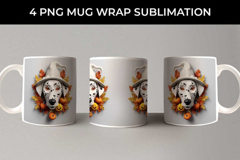 3D Halloween Dalmatian Dog Mug Wrap Sublimation PNG Bundle Free For Commercial Use Sublimation Sintegra 