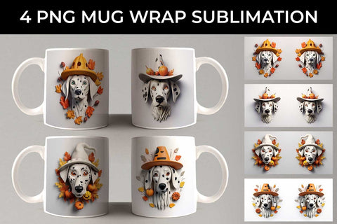 3D Halloween Dalmatian Dog Mug Wrap Sublimation PNG Bundle Free For Commercial Use Sublimation Sintegra 