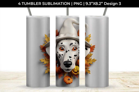 3D Halloween Dalmatian Dog Tumbler Wrap 20 oz Sublimation PNG Bundle Free For Commercial Use Sublimation Sintegra 