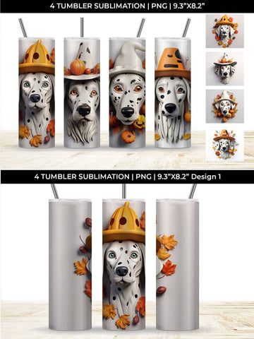3D Halloween Dalmatian Dog Tumbler Wrap 20 oz Sublimation PNG Bundle Free For Commercial Use Sublimation Sintegra 