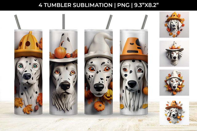 3D Halloween Dalmatian Dog Tumbler Wrap 20 oz Sublimation PNG Bundle Free For Commercial Use Sublimation Sintegra 