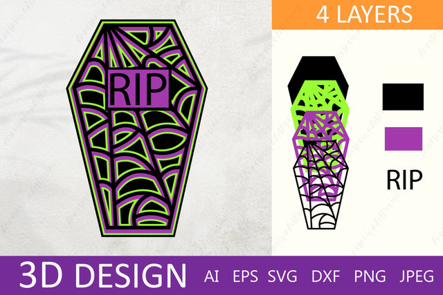 3d halloween decor svg, Halloween coffin layered papercut 3D Paper AnastasiyaArtDesign 