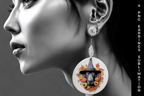 3D Halloween Doberman Dog Earrings Sublimation PNG Bundle Free For Commercial Use Sublimation Sintegra 