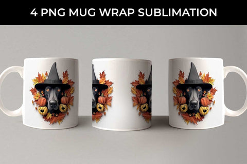 3D Halloween Doberman Dog Mug Wrap Sublimation PNG Bundle Free For Commercial Use Sublimation Sintegra 