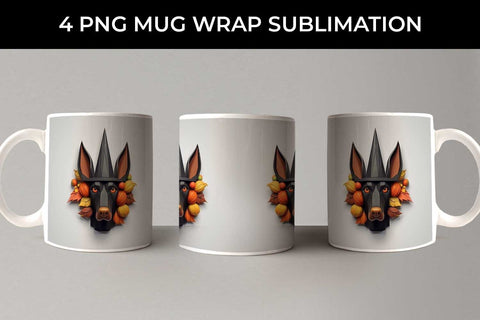 3D Halloween Doberman Dog Mug Wrap Sublimation PNG Bundle Free For Commercial Use Sublimation Sintegra 