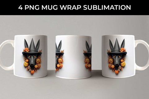 3D Halloween Doberman Dog Mug Wrap Sublimation PNG Bundle Free For Commercial Use Sublimation Sintegra 