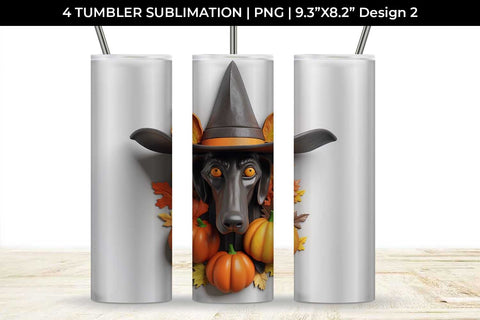 3D Halloween Doberman Dog Tumbler Wrap 20 oz Sublimation PNG Bundle Free For Commercial Use Sublimation Sintegra 