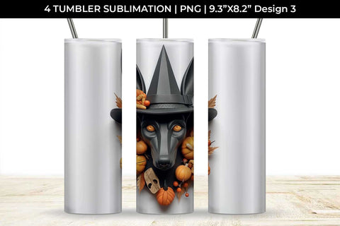 3D Halloween Doberman Dog Tumbler Wrap 20 oz Sublimation PNG Bundle Free For Commercial Use Sublimation Sintegra 