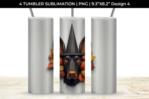 3D Halloween Doberman Dog Tumbler Wrap 20 oz Sublimation PNG Bundle Free For Commercial Use Sublimation Sintegra 