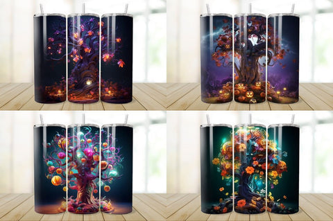 3D Halloween Eerie Tree Tumbler Bundle Sublimation Regulrcrative 