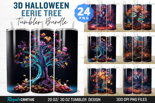 3D Halloween Eerie Tree Tumbler Bundle Sublimation Regulrcrative 