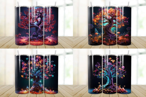 3D Halloween Eerie Tree Tumbler Bundle Sublimation Regulrcrative 