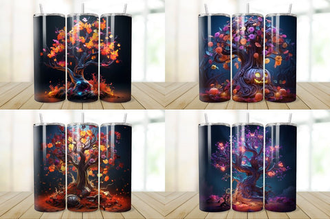 3D Halloween Eerie Tree Tumbler Bundle Sublimation Regulrcrative 