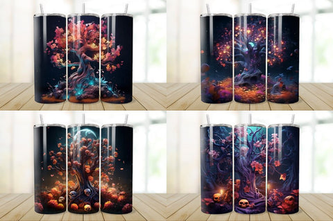 3D Halloween Eerie Tree Tumbler Bundle Sublimation Regulrcrative 