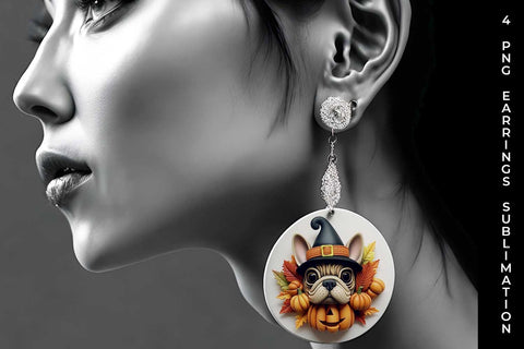 3D Halloween French Bulldog Dog Earrings Sublimation PNG Bundle Free For Commercial Use Sublimation Sintegra 
