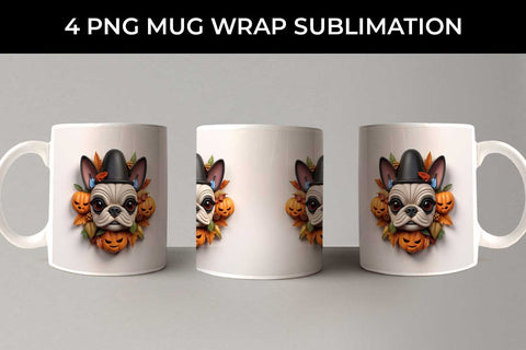 3D Halloween French Bulldog Dog Mug Wrap Sublimation PNG Bundle Free For Commercial Use Sublimation Sintegra 