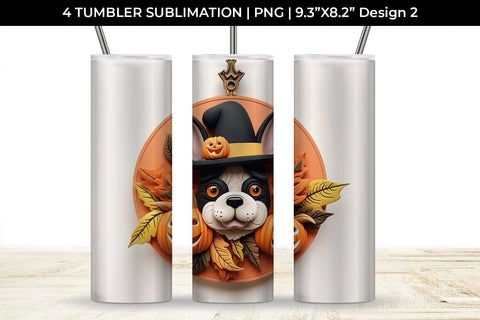 3D Halloween French Bulldog Dog Tumbler Wrap 20 oz Sublimation PNG Bundle Free For Commercial Use Sublimation Sintegra 