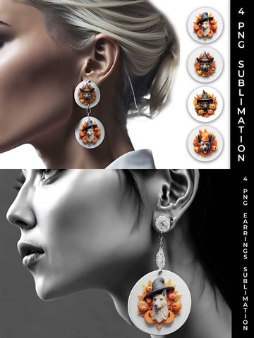 3D Halloween German Shepherd Dog Earrings Sublimation PNG Bundle Free For Commercial Use Sublimation Sintegra 