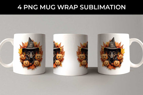3D Halloween German Shepherd Dog Mug Wrap Sublimation PNG Bundle Free For Commercial Use Sublimation Sintegra 
