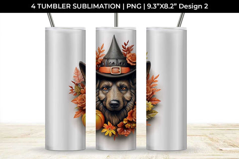 3D Halloween German Shepherd Dog Tumbler Wrap 20 oz Sublimation PNG Bundle Free For Commercial Use Sublimation Sintegra 