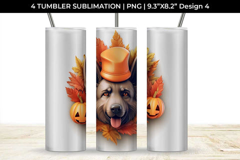 3D Halloween German Shepherd Dog Tumbler Wrap 20 oz Sublimation PNG Bundle Free For Commercial Use Sublimation Sintegra 