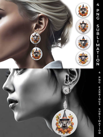3D Halloween German Shorthaired Dog Earrings Sublimation PNG Bundle Free For Commercial Use Sublimation Sintegra 