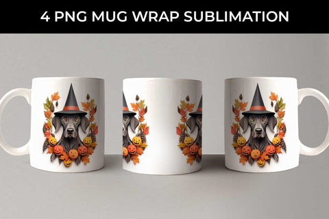 3D Halloween German Shorthaired Dog Mug Wrap Sublimation PNG Bundle Free For Commercial Use Sublimation Sintegra 