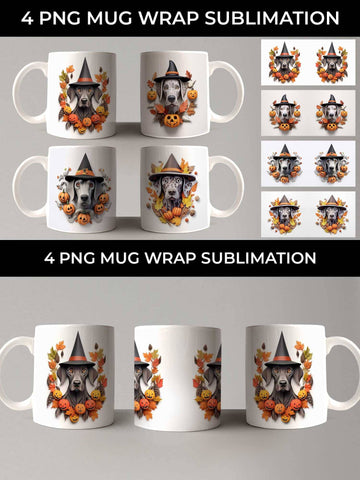 3D Halloween German Shorthaired Dog Mug Wrap Sublimation PNG Bundle Free For Commercial Use Sublimation Sintegra 